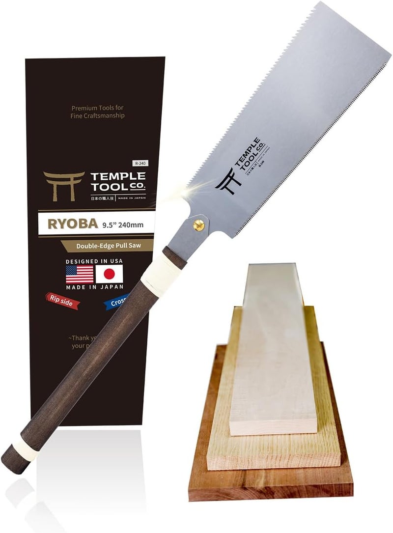 Temple Tool Japanese Pull Saw - 9.5 Ryoba Hand Saw with Rip-cut and Crosscut - Wood Saw for Dovetails, Tenons, Joinery, Cutting Boards to Length & Width- Co. - Image 1
